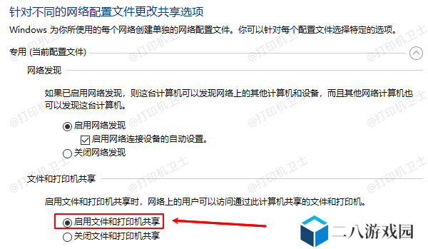 启用文件和打印机共享