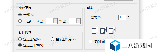 选择“仅打印含数据的页面”
