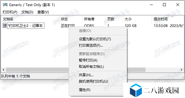通过打印队列查看