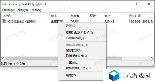 检查打印机队列