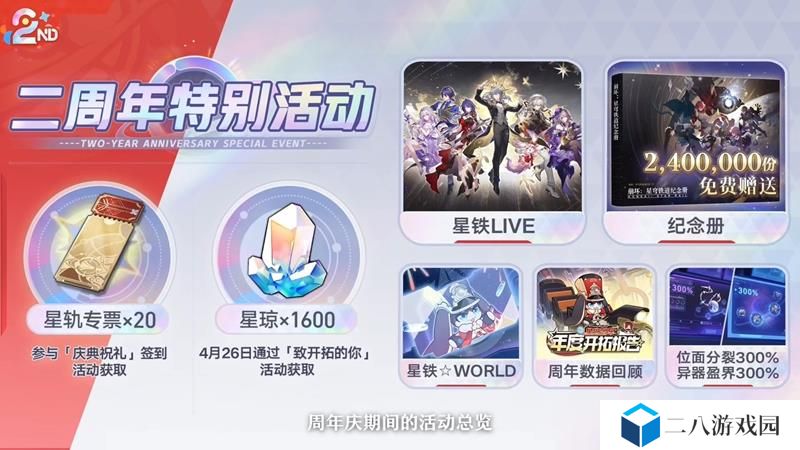崩坏星穹铁道2周年送什么福利 崩铁周年送几抽