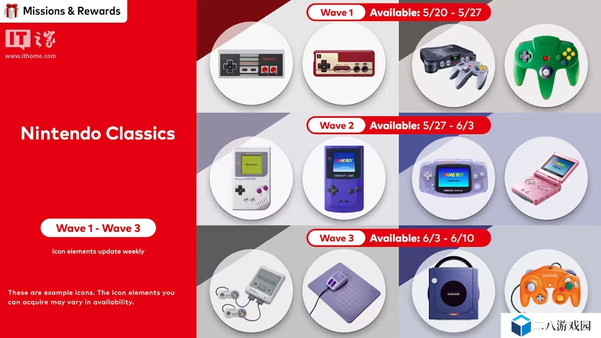 任天堂 Switch Online 会员上新“经典游戏机”系列头像，可用白金点数兑换